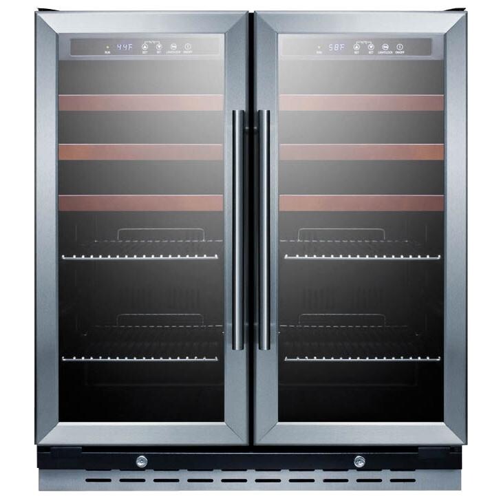 Summit 30-Inch 5.8 Cu. Ft. Dual Zone Beverage Refrigerator - Stainless Steel - Front thumbnail