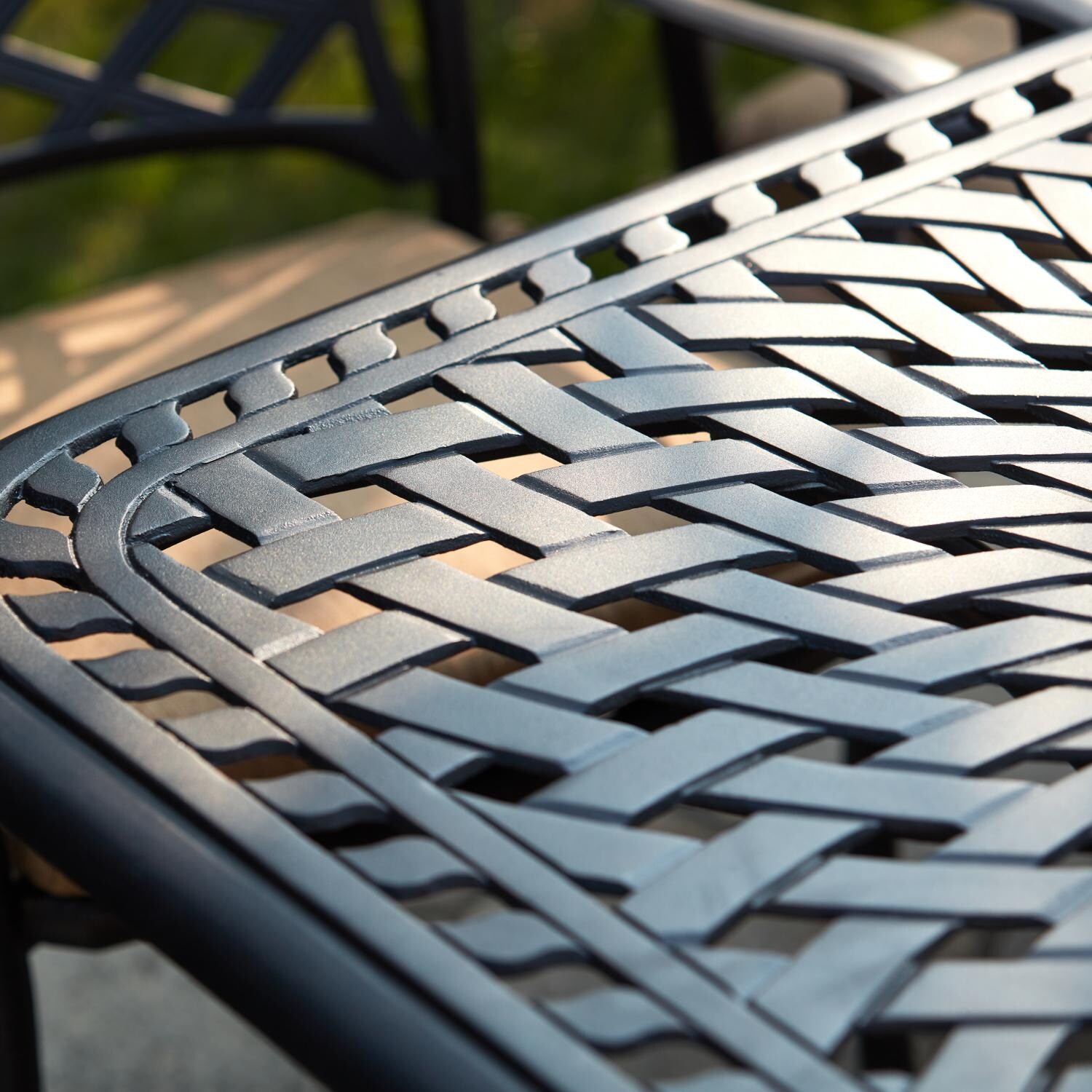 Darlee 201030-9PC-60XLD Sedona 9 Piece Cast Aluminum Patio Dining Set W/ 92 X 42 Inch Rectangular Dining Table & Sesame Cushions - Table Detail thumbnail