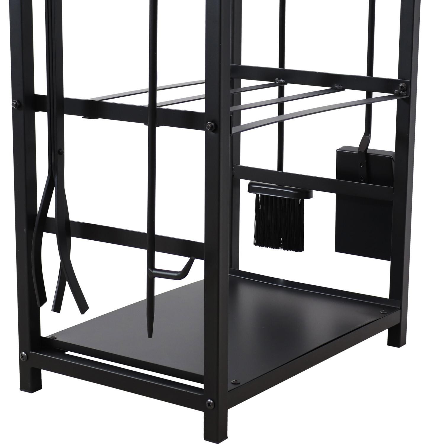 Ultimate Patio SC-GWC-470 Steel Fireplace Log Holder and 5-Piece Tool Set - Base Close-Up thumbnail