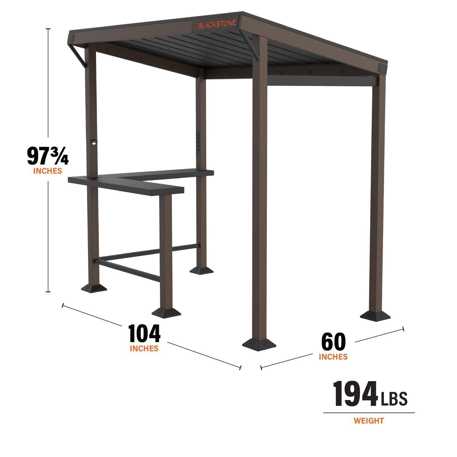 Blackstone 5 x 8-Foot Outdoor Pavilion - Full Product - Dimensional thumbnail