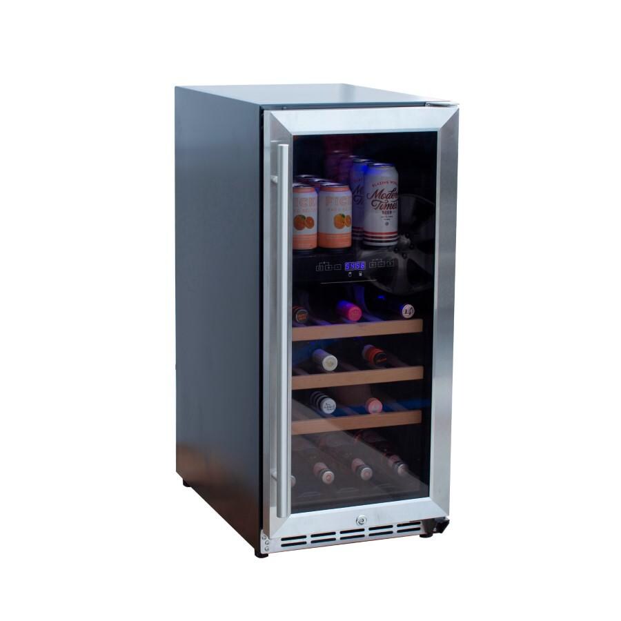 American Made Grills AMG-RFR-15WD 15-Inch Outdoor Rated Dual Zone Wine Cooler - Closed Angled View thumbnail