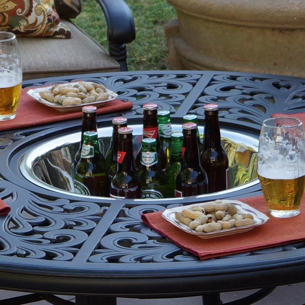 Santa Monica Pc Cast Aluminum Fire Pit Seating Set w/ 52 Inch