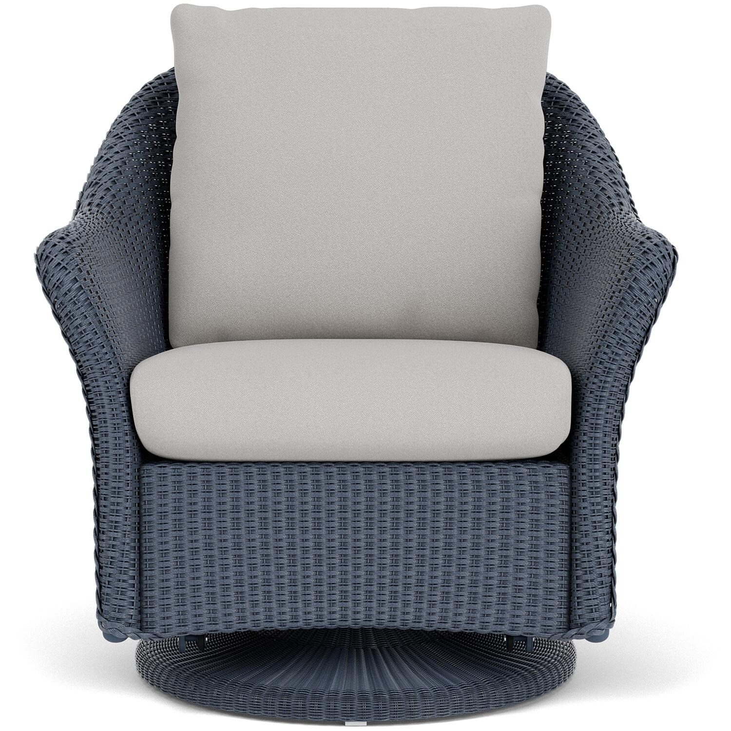 Weekend Retreat Wicker Club Chair w/ Swivel Gliders in Denim Blue/Tundra Dove By Lloyd Flanders