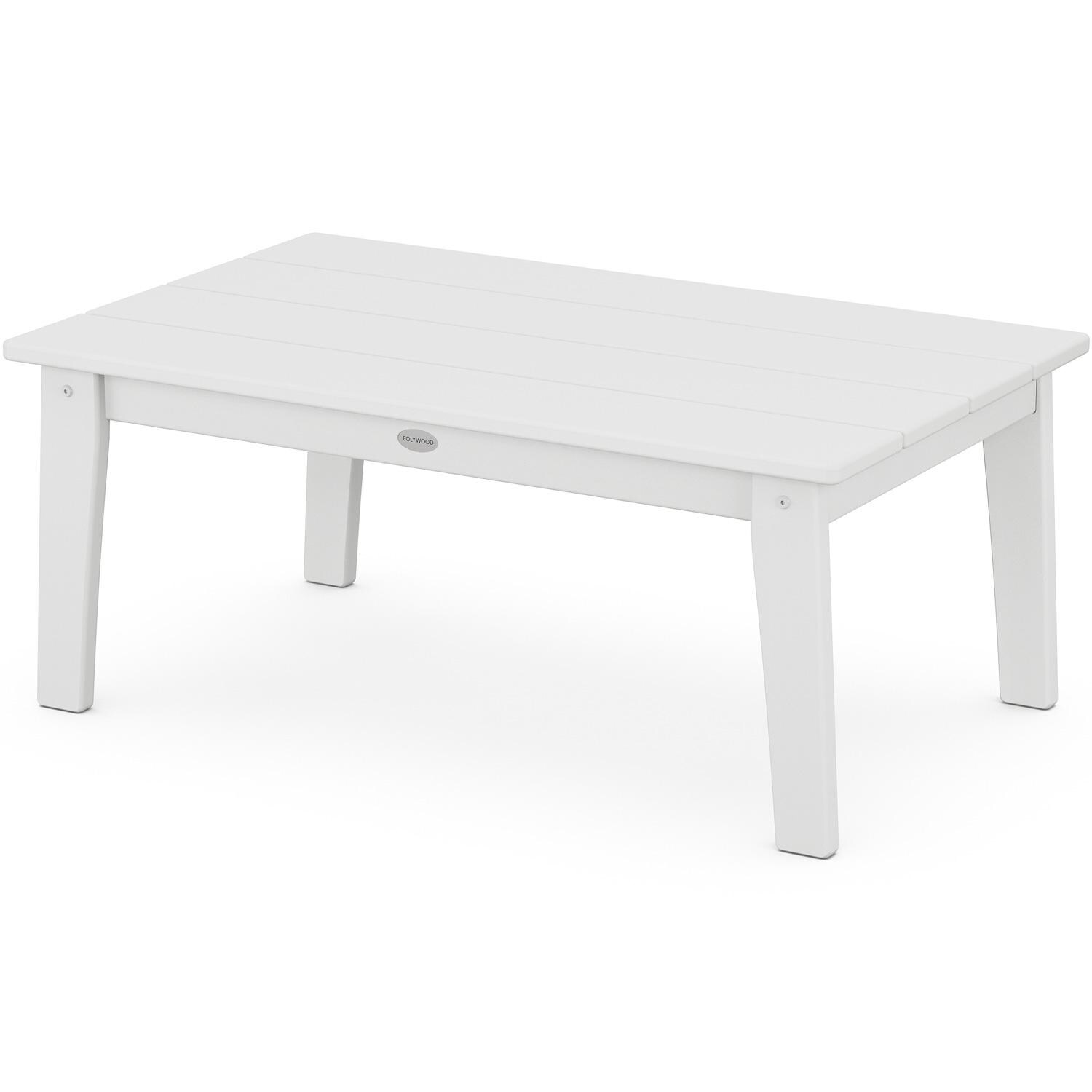 Lakeside 36 X 22 Inch Rectangular Recycled Plastic Coffee Table in White by POLYWOOD