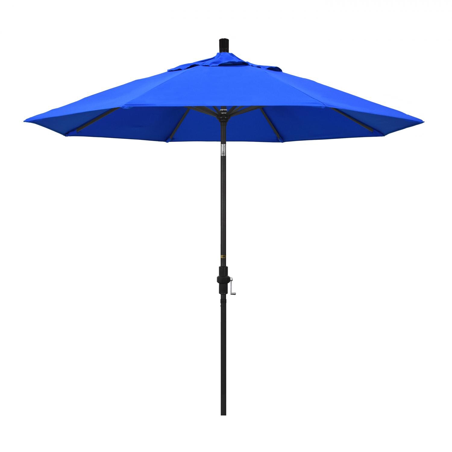 California Umbrella 9 Ft Octagonal Aluminum Collar Tilt Patio Umbrella W/ Crank Lift & Aluminum Ribs - Stone Black Frame / Sunbrella Canvas Pacific Blue Canopy thumbnail