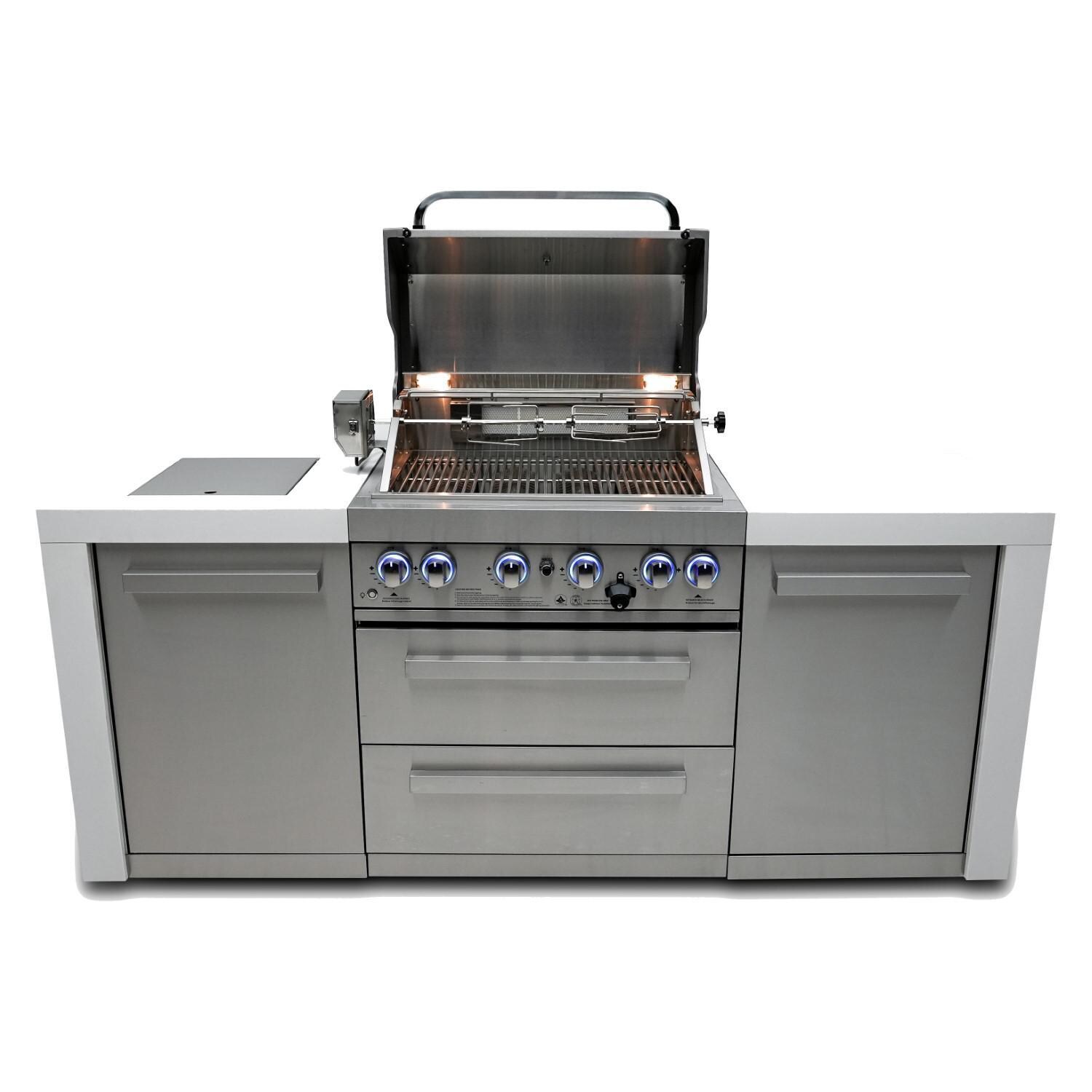 Mont Alpi - MAi400-D - Deluxe Grill Island - Stainless Steel - Open With Burners Off - White Background thumbnail