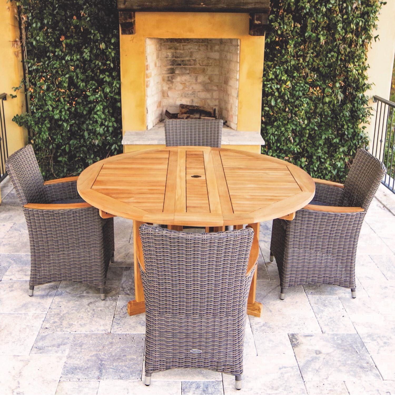 Royal Teak Collection Helena Wicker Patio Dining Chair - Gray Wicker / Gray Cushion - On the Patio thumbnail