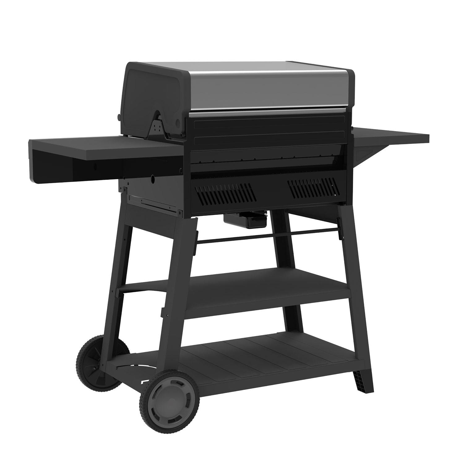 Charbroil 463349325 Performance Series 4-Burner Propane Grill A-Frame Cart W/ Side Burner - Black & Stainless Steel - Rear View - White Background thumbnail