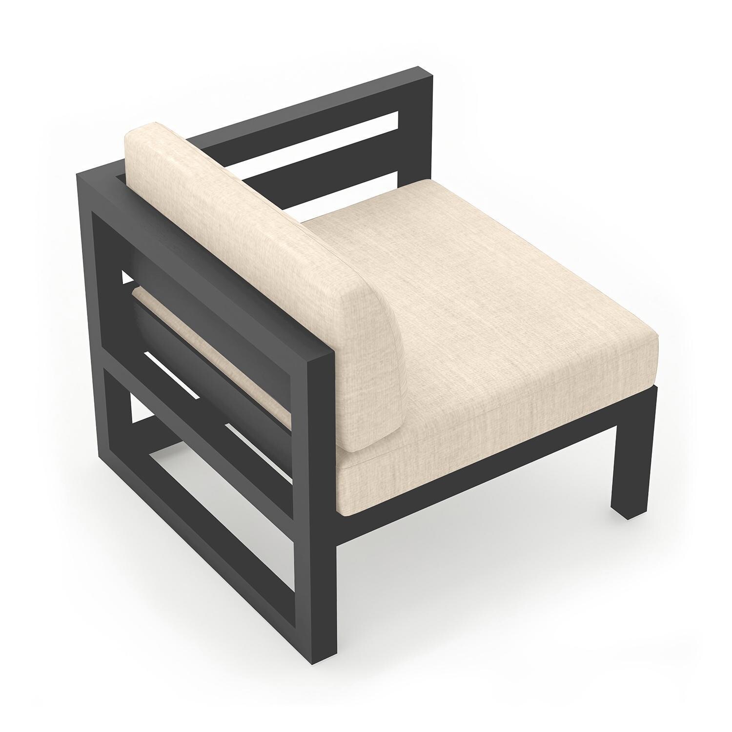 Misty Cove Right Arm Club Chair in Slate w/Canvas Flax Cushions by Lakeview - Back Angle View - White Background thumbnail