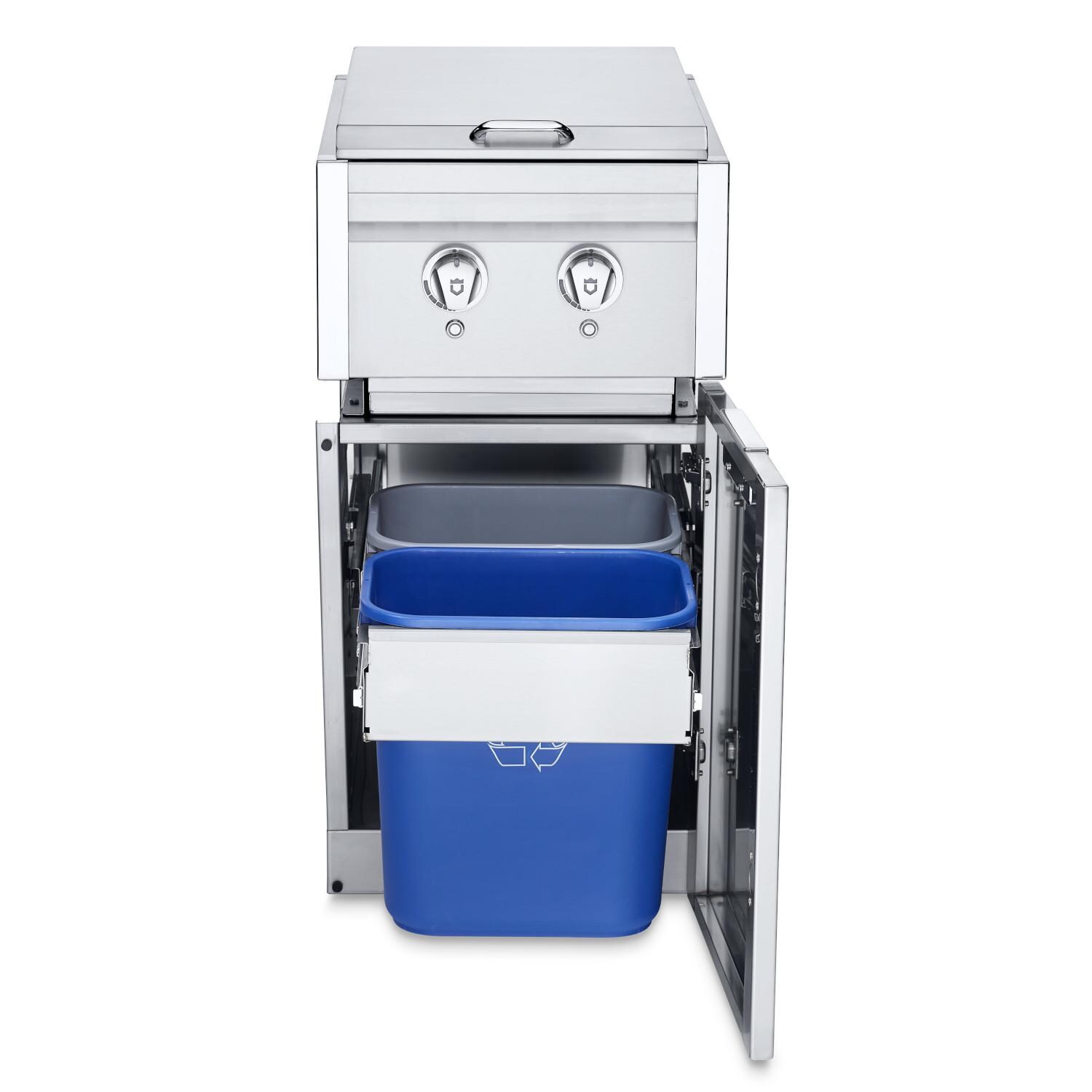 Crown Verity Infinite Series 18-Inch Stainless Steel Cabinet Module w/ Propane Dual Side Burner, Light Package & Garbage Bin Holder (Bulk Tanks Only) - ICM-SB-SIBULK-GH-LT