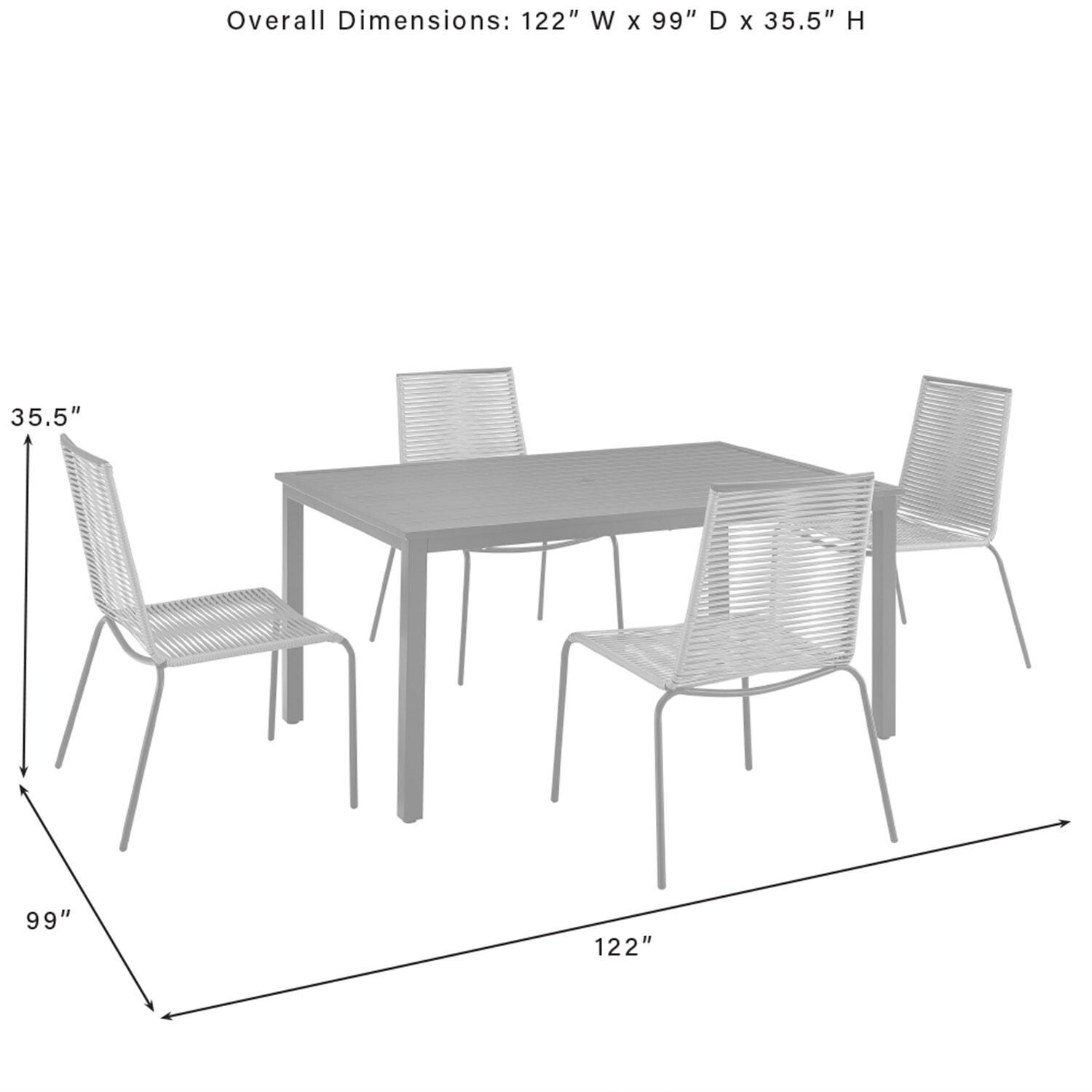 Ultimate Patio UP-92515MB-GY 5Pc Wicker Outdoor Dining Set in Gray - Overall Dimensions - Diagram thumbnail