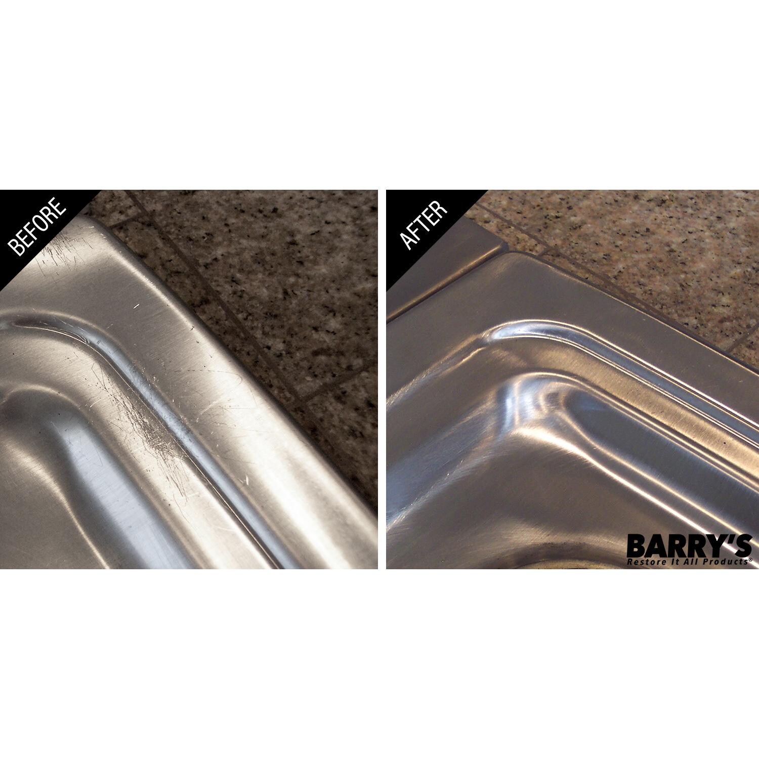 Stainless Steel Surface Before And After Using Scratch-B-Gone - Sink Edge - Detail thumbnail