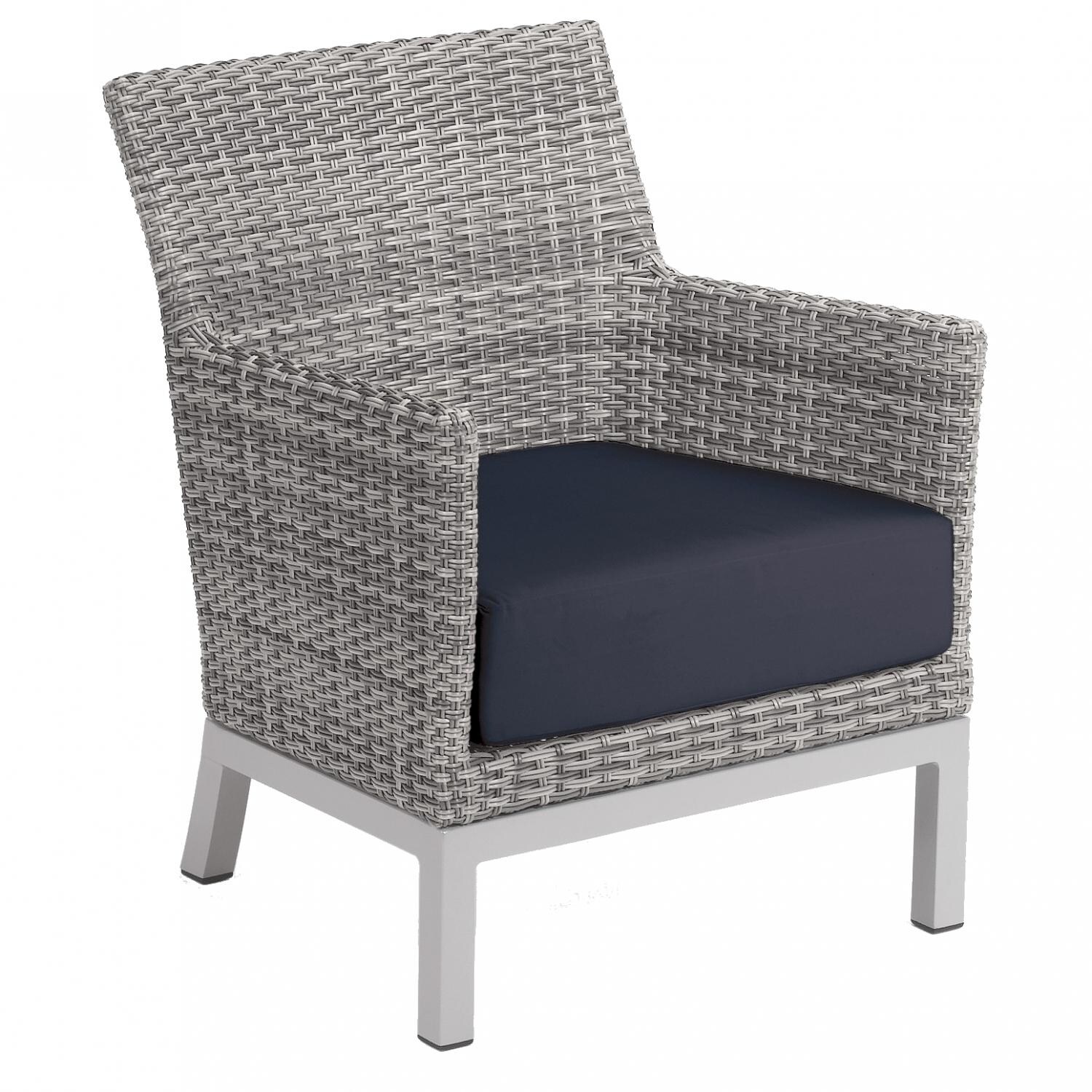 Argento Wicker Patio Club Chair W/ Midnight Blue Cushion thumbnail