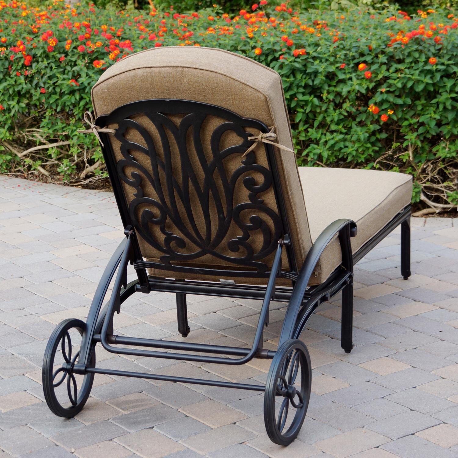 Darlee B/DL707-3PC-3360RQP Elisabeth Cast Aluminum Chaise Lounge W/ Sesame Cushions thumbnail