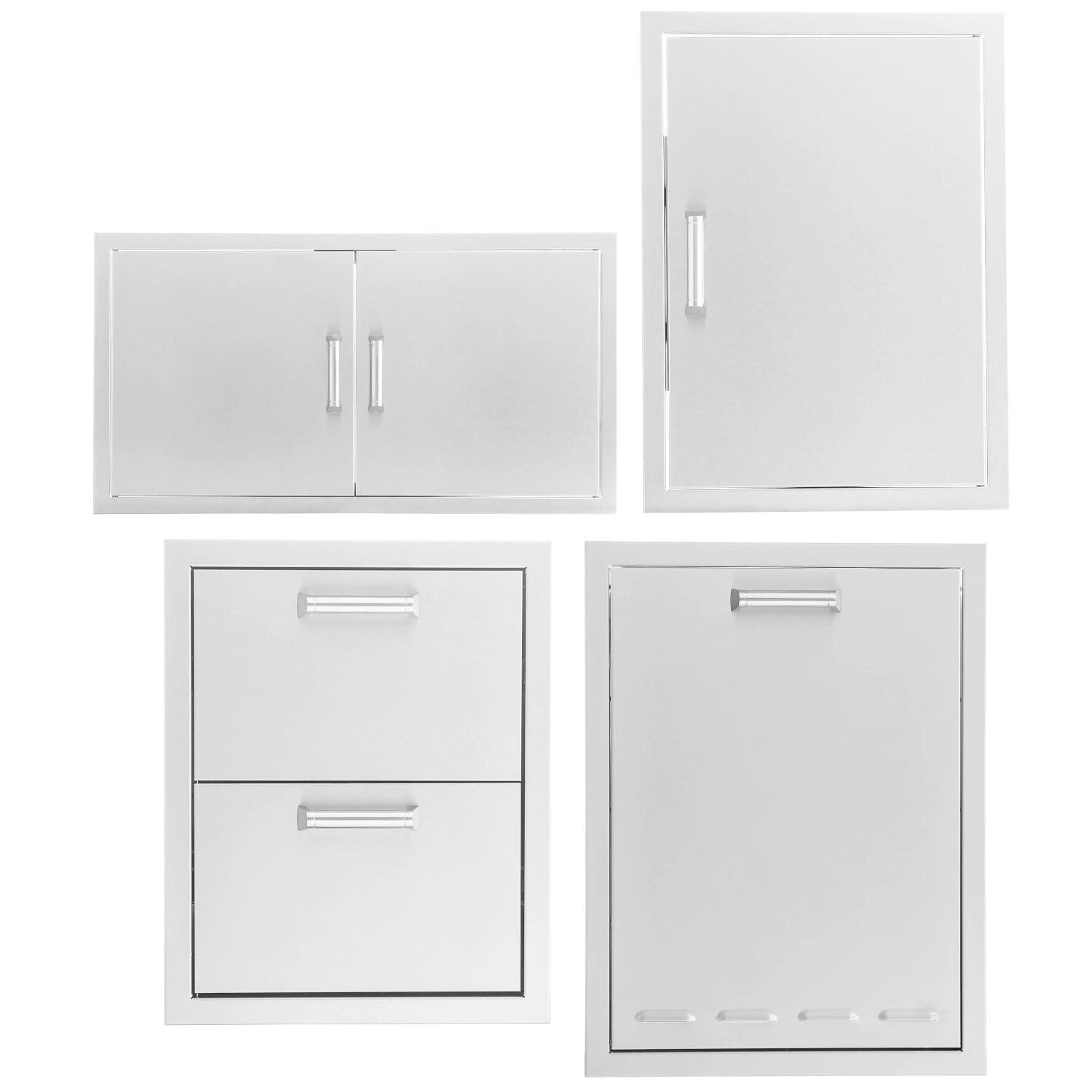 4 Pc 40-in Contempo/Traditional Double Access Door, Single Access Door, Double Drawer, & Propane Tank Drawer Outdoor Kitchen Storage Package by BBQGuys Signature