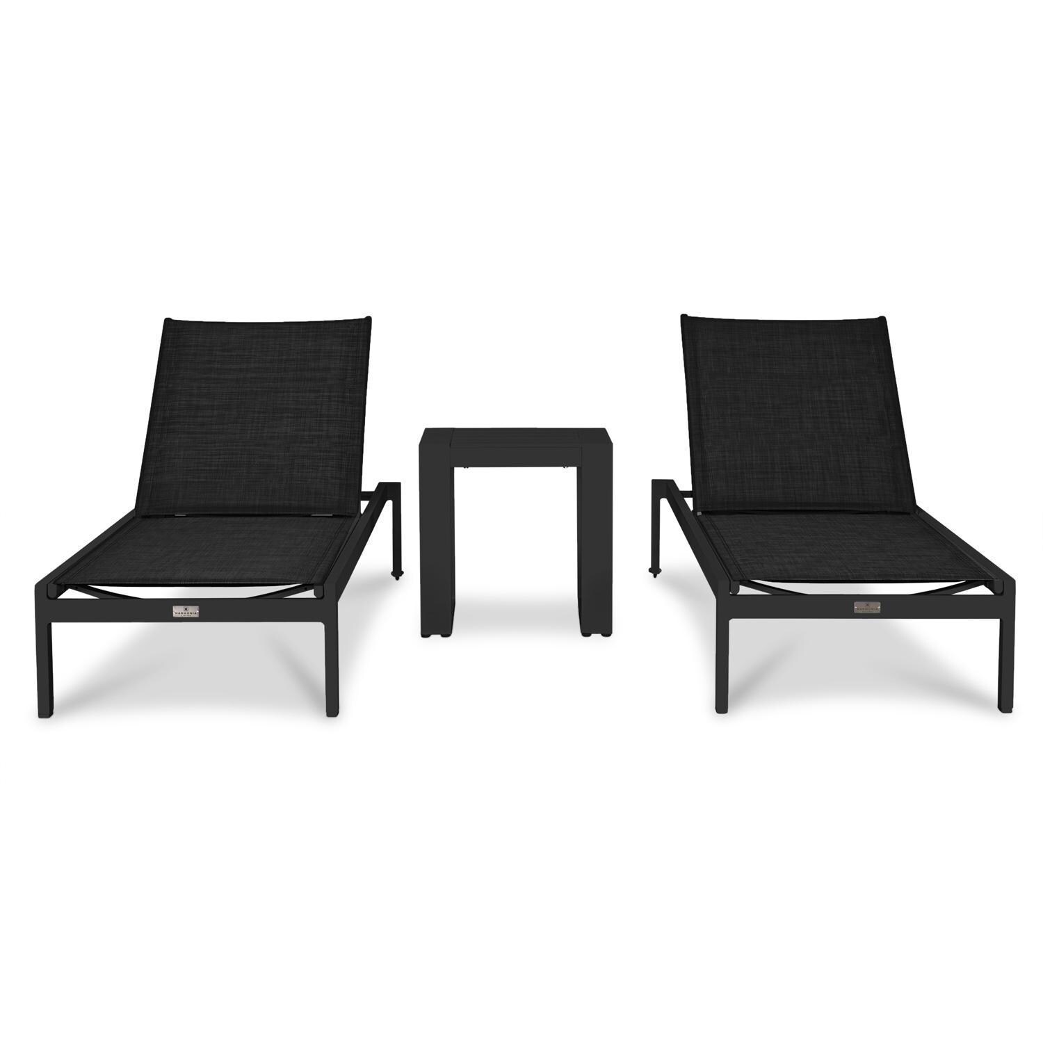 Spring Bay 3 Piece Chaise Lounge Set in Black - Front View - White Background thumbnail