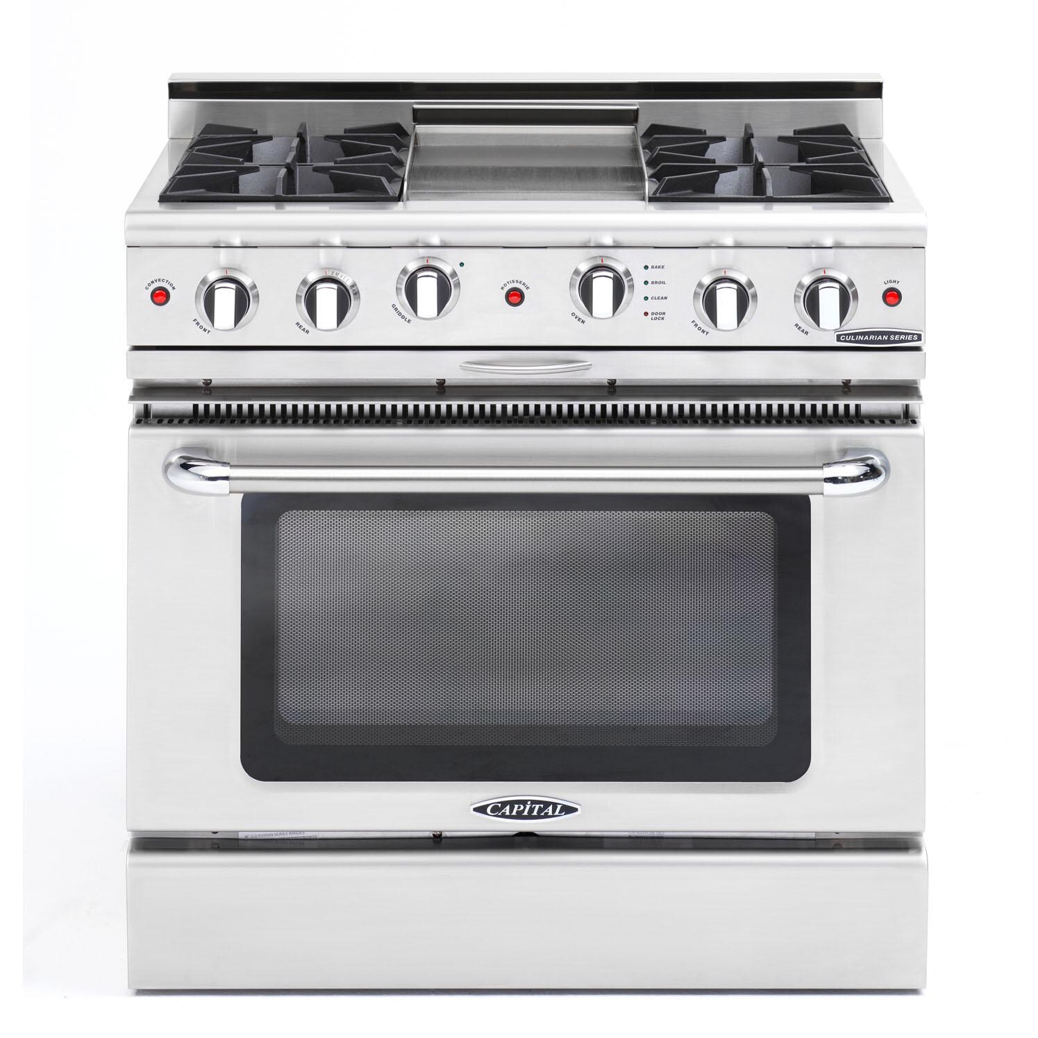 Capital Culinarian 36-Inch 4-Burner Propane Gas Range With Thermo Griddle - CGSR362G2L