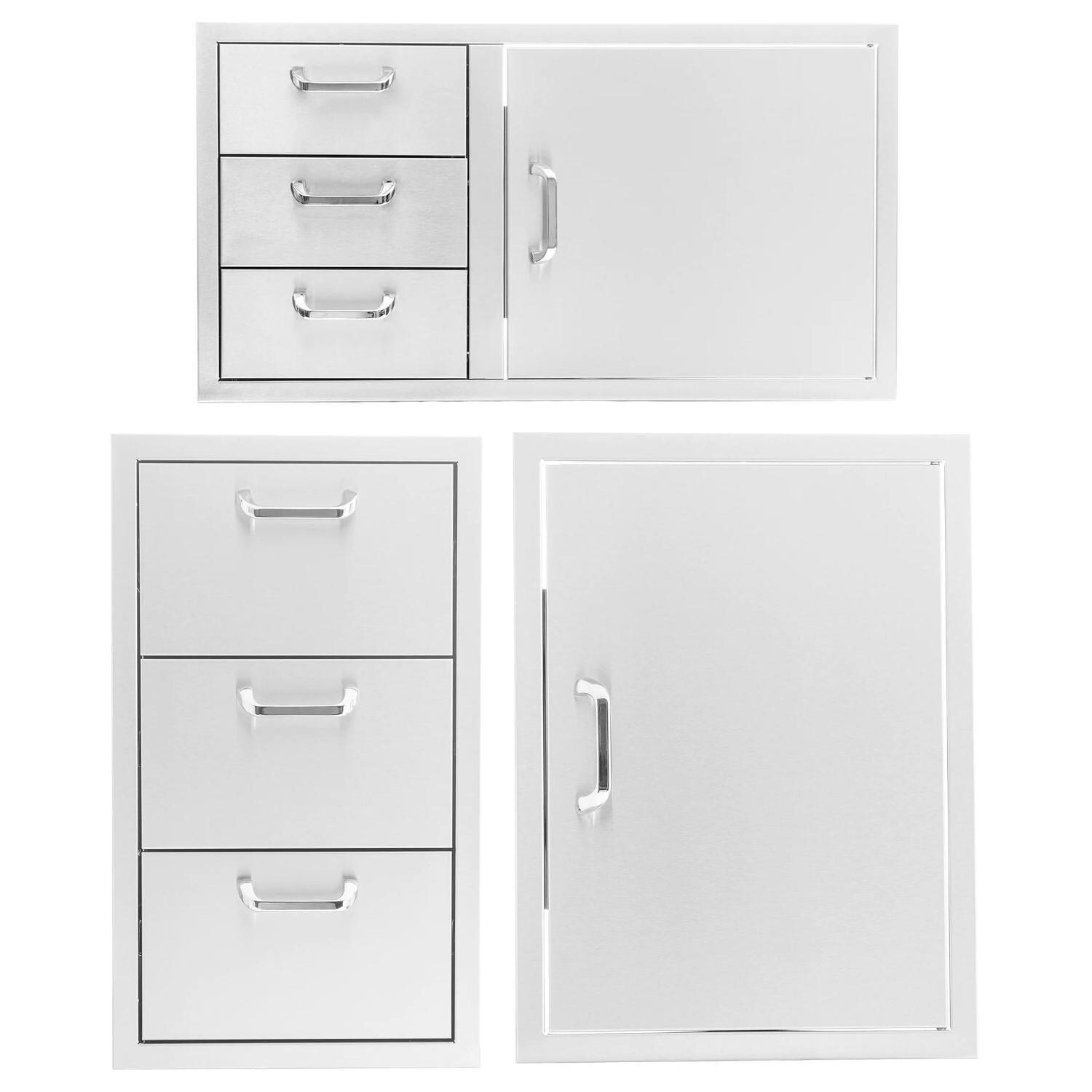 BBQGuys Signature 3 Pc 39-Inch Door & Drawer Combo Outdoor Kitchen Storage Package - Traditional - White Background thumbnail