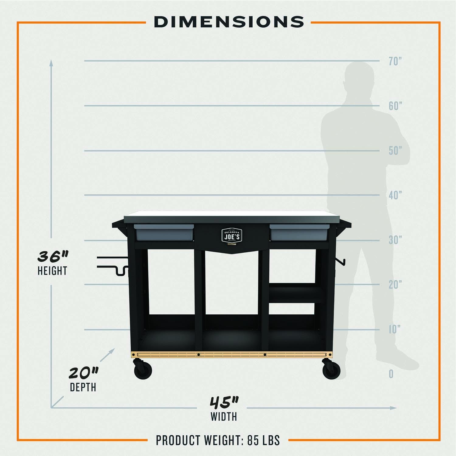 Oklahoma Joe's 23252169 Workstation DLX Prep & Storage Cart - Dimensional thumbnail