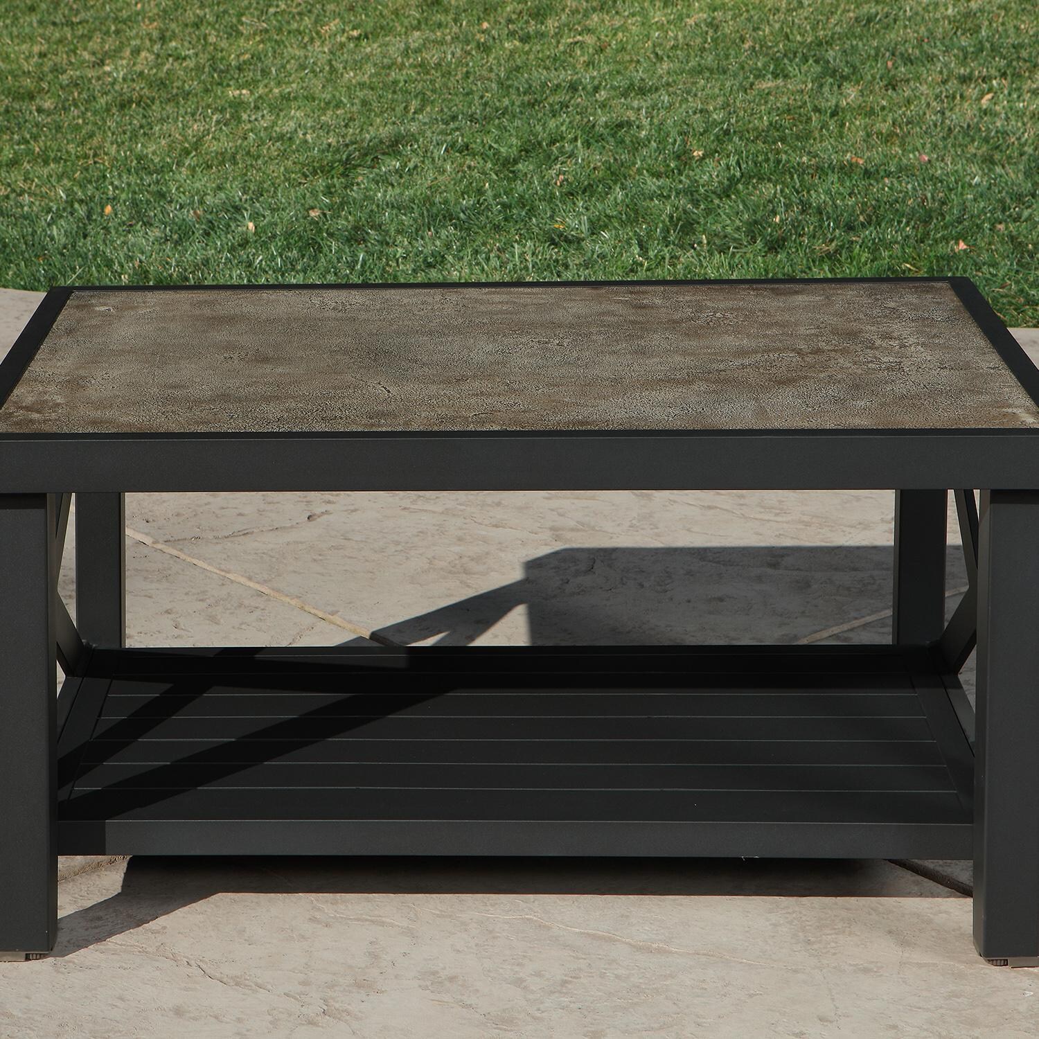 Lakeview Outdoor Designs Lake Charles 6 Piece Aluminum Patio Conversation Set - Patio Coffee Table Front thumbnail