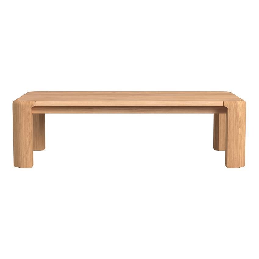 Natural Teak 60 Inch Light Wood Teak Coffee Table by Sunset West - Side View - White Background thumbnail