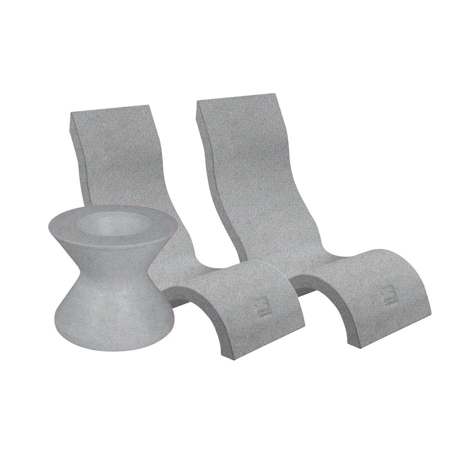 Ledge Lounger Signature Chair (Set of 2) W/Tall Ice Bin Side Table - Granite Grey - White Background thumbnail