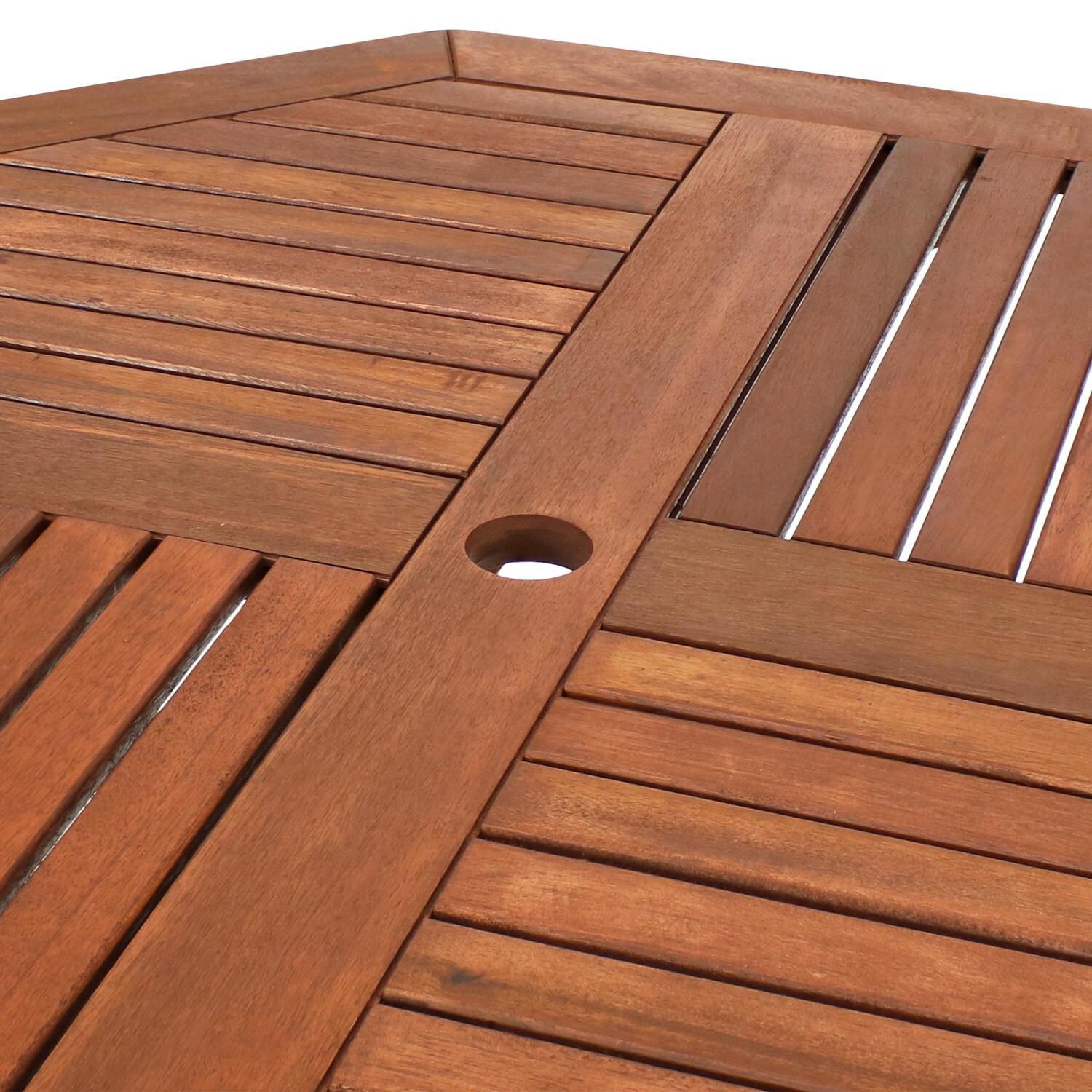 Ultimate Patio 35 1/2-Inch Octagon Meranti Wood Folding Table W/ Teak Oil Finish - Top View thumbnail