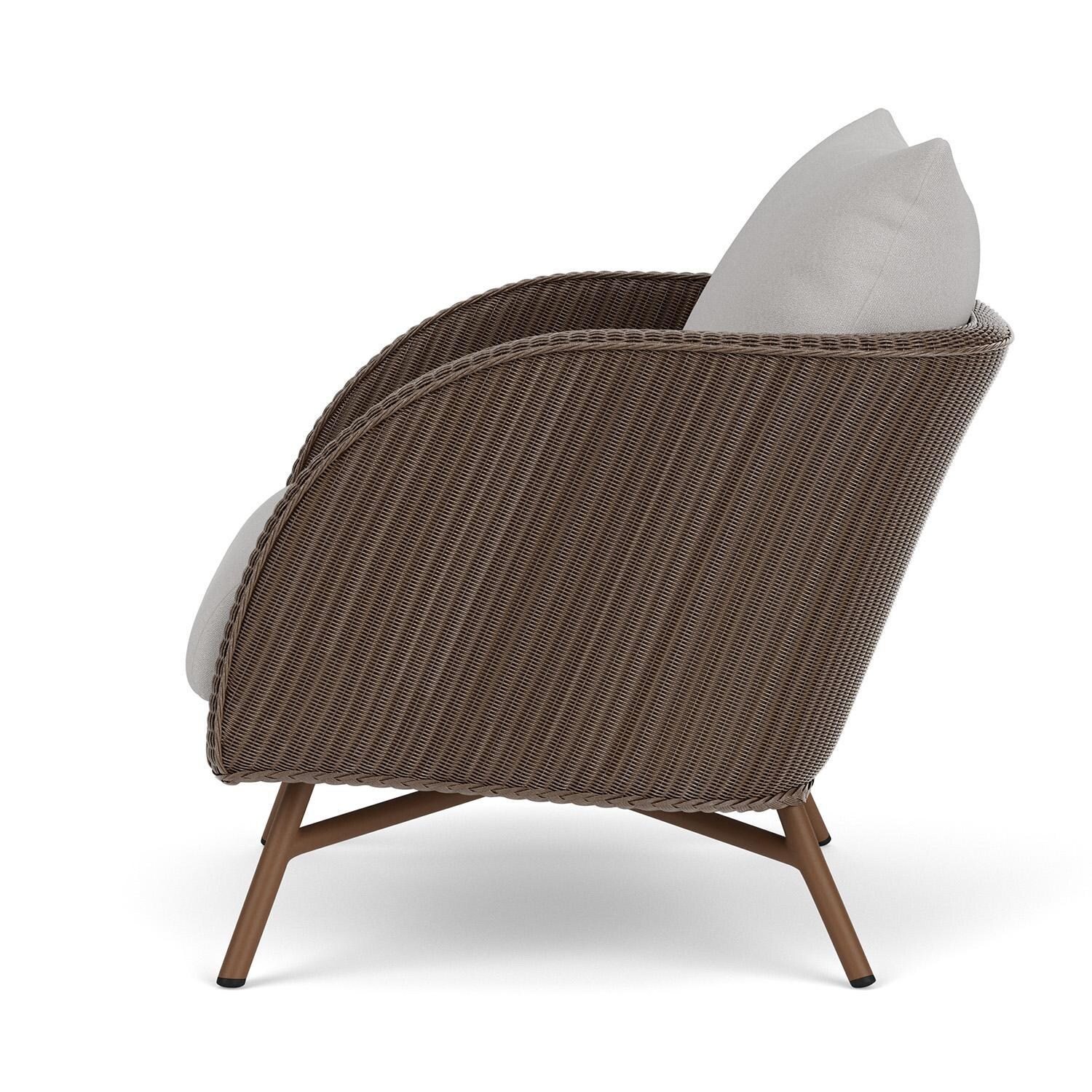 Lloyd Flanders Essence Lounge Chair W/Tundra Dove Fabric - Bark Finish - Side thumbnail