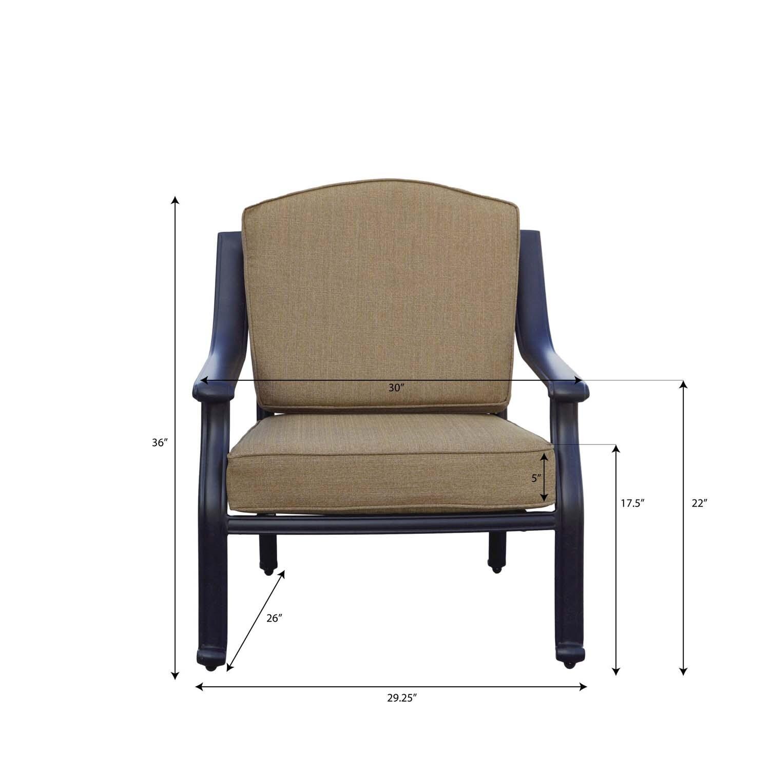Ten Star 4 Pc Cast Aluminum Seating Set in Antique Bronze/Sesame by Darlee - Chair - Dimensional thumbnail