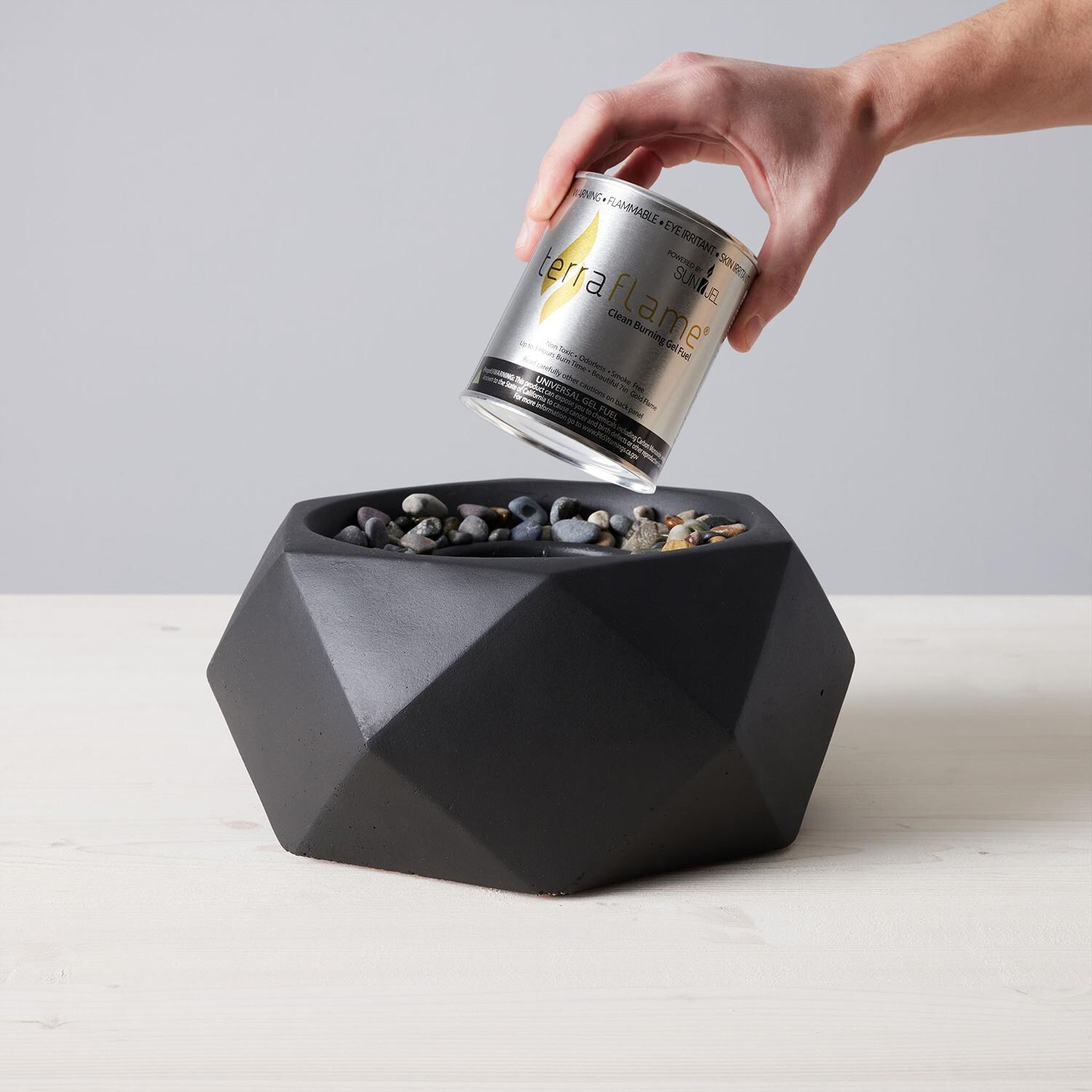 TerraFlame Geo Table Top Fire Bowl - Comex Black - Gel Fuel Added thumbnail