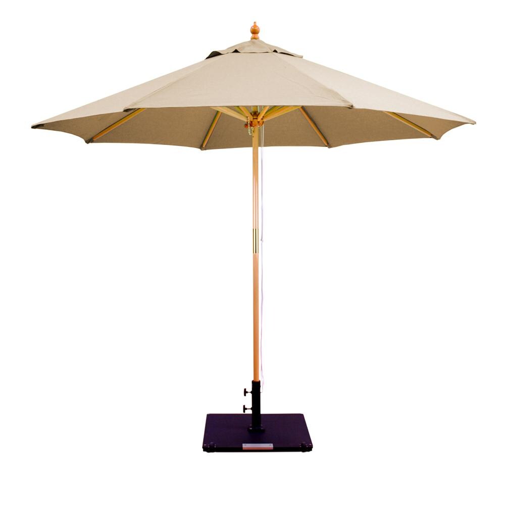 Galtech 9 Ft. Octagonal Wood Patio Umbrella W/ Pulley Lift - Light Wood Frame W/ Camel Sunbrella Fabric (Umbrella Base Not Included) thumbnail