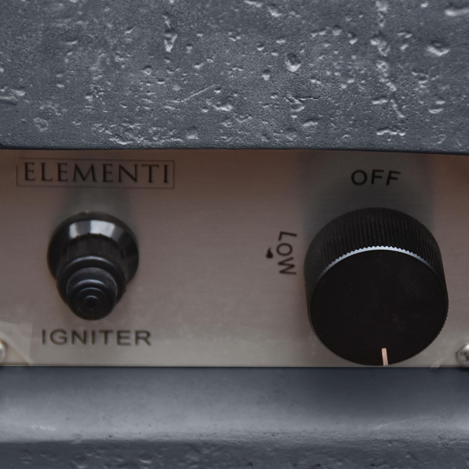 Metropolis OFG104DG-NG 56 Inch Rectangular Concrete Natural Gas Fire Pit Table in Dark Gray By Elementi - Navigation Knobs - Detail thumbnail