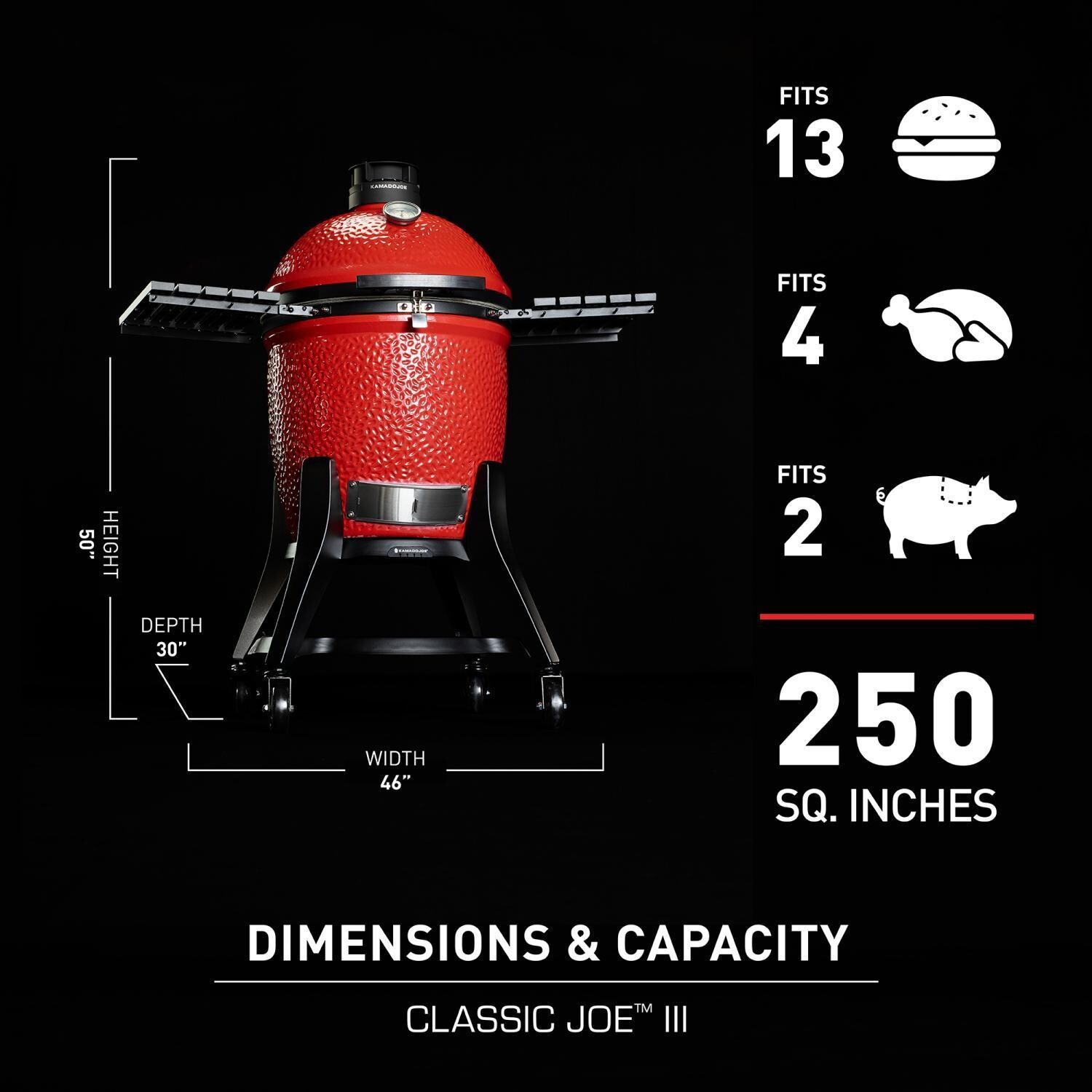 Kamado Joe Classic III 18-in Ceramic Kamado Grill Bundle - Dimensions - Dimensional thumbnail