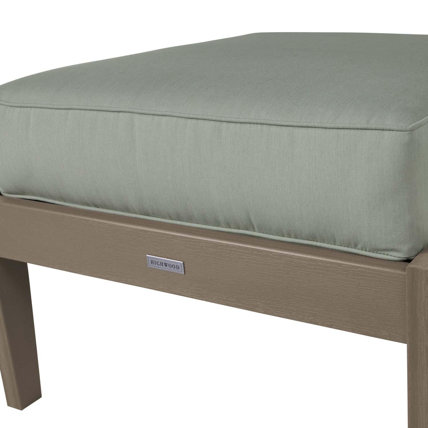 Blushing Bay Recycled Plastic Ottoman in Canvas Seasalt/Woodland Brown by Lakeview Outdoor Designs - Frame - Detail thumbnail