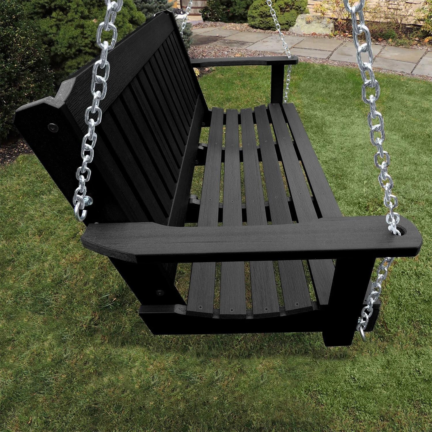 Lakeview Hart Lane Porch Swing - 5ft - Black - Side View thumbnail