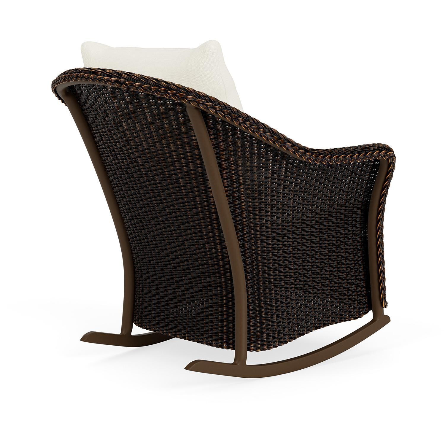 Lloyd Flanders Weekend Retreat Lounge Rocker in Mink Finish W/ Sailcloth Salt Fabric - Back Right - White Background thumbnail