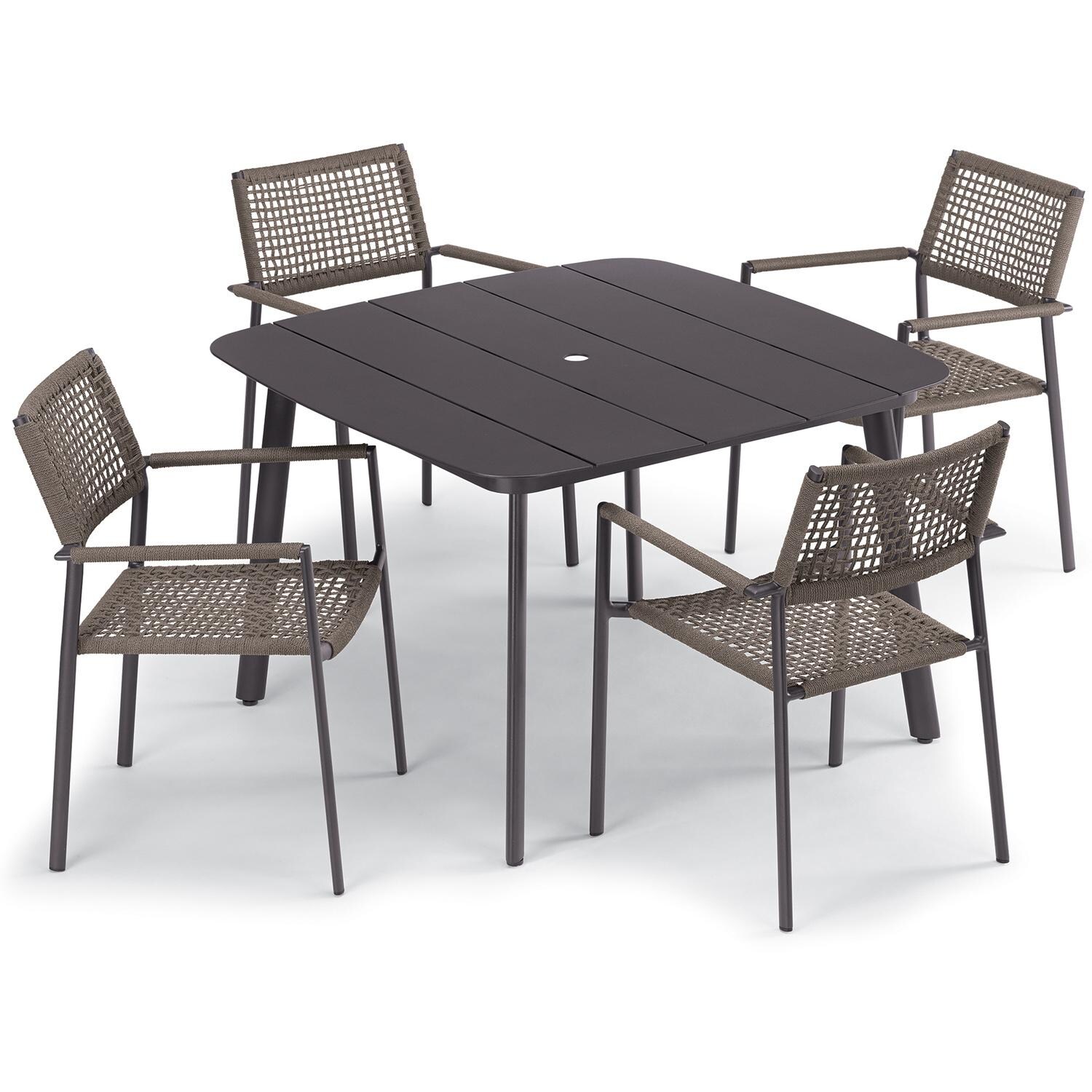 Oxford Garden Eiland 2 Pc Composite Cord & Aluminum Dining Chair in Carbon/Mocha - In Dining Set thumbnail