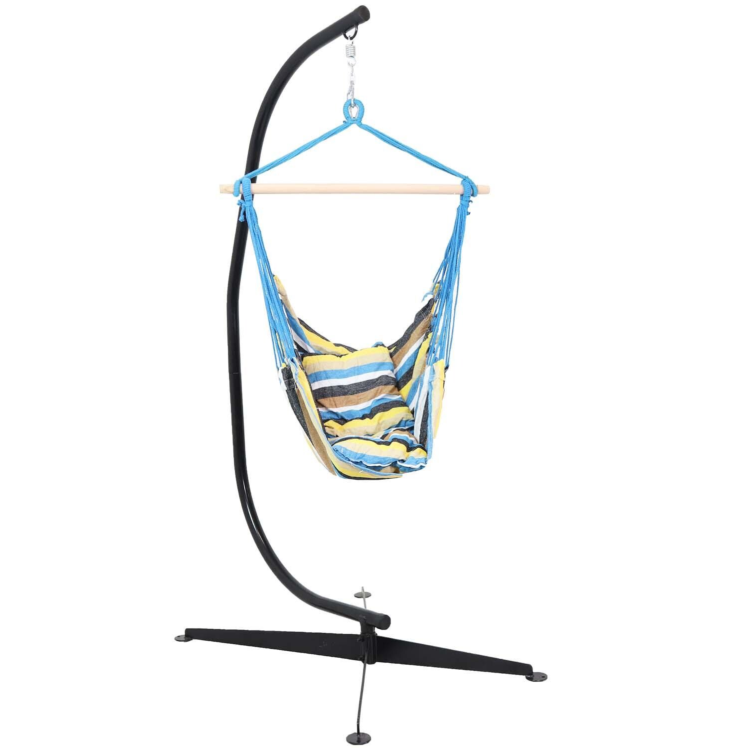 Hammock Chair w/ Stand in Ocean View By Ultimate Patio - White Background thumbnail