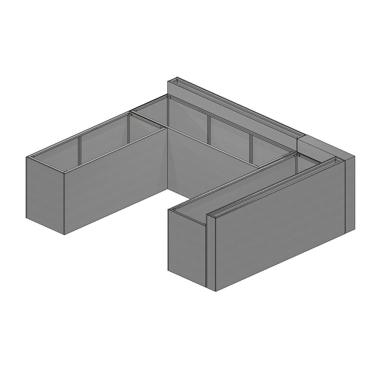 Pro-Fit DIY PRO 6' x 8' x 8' Unfinished Island w/(2) 8' Bars - PRODIY68B8BU