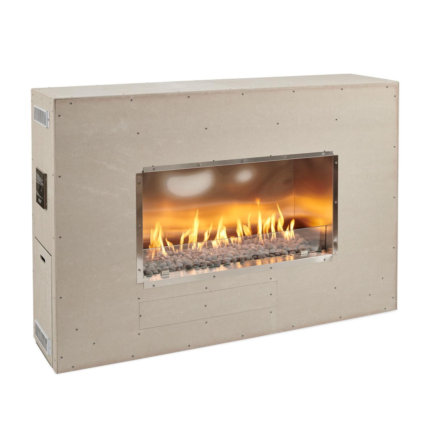 The Outdoor GreatRoom Company RLFP-72DLP 72-Inch Linear Ready-To-Finish Single-Sided Liquid Propane Fireplace W/ Direct Spark Ignition - Flames On - White Background thumbnail