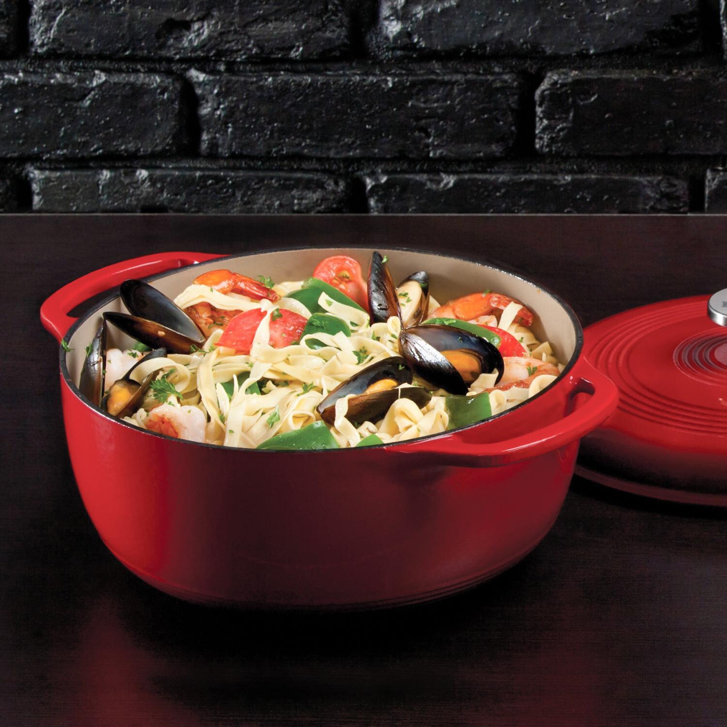 Lodge Enamel Cast Iron 6 Quart Dutch Oven - Island Spice - EC6D43 - Shown Open thumbnail