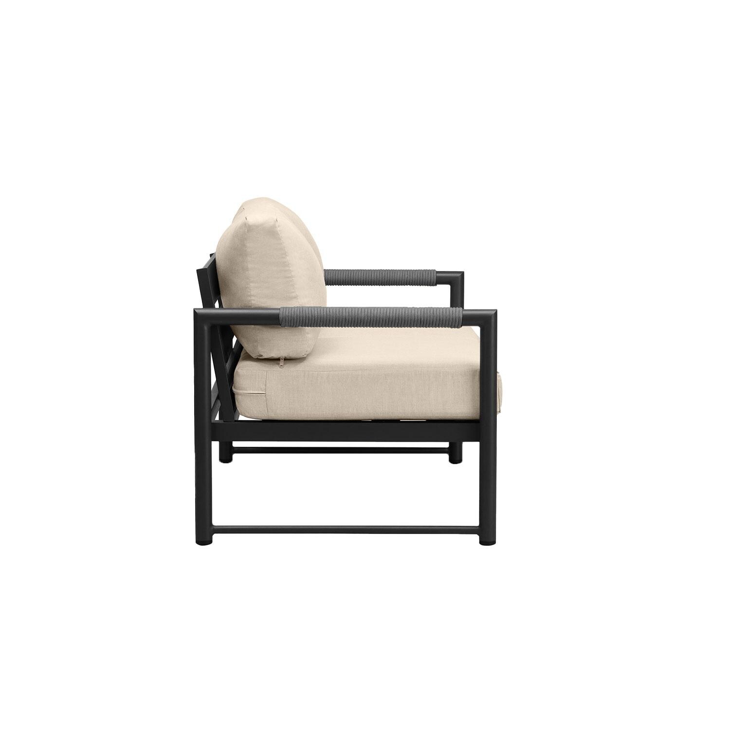 Lakeview AVEBAY-BK-CO-LS-CF Avenue Bay Black/Carbon Loveseat - Canvas Flax - Side View - White Background thumbnail