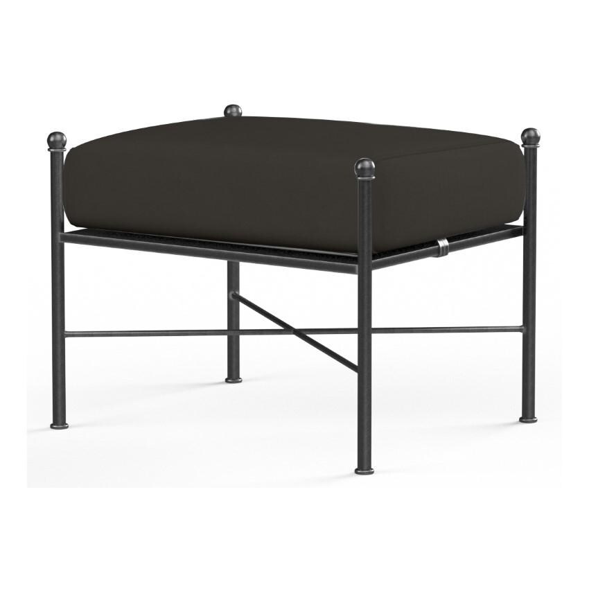 Provence Wrought Iron Ottoman w/ Self Welt in Pewter/Spectrum Carbon by Sunset West - White Background thumbnail