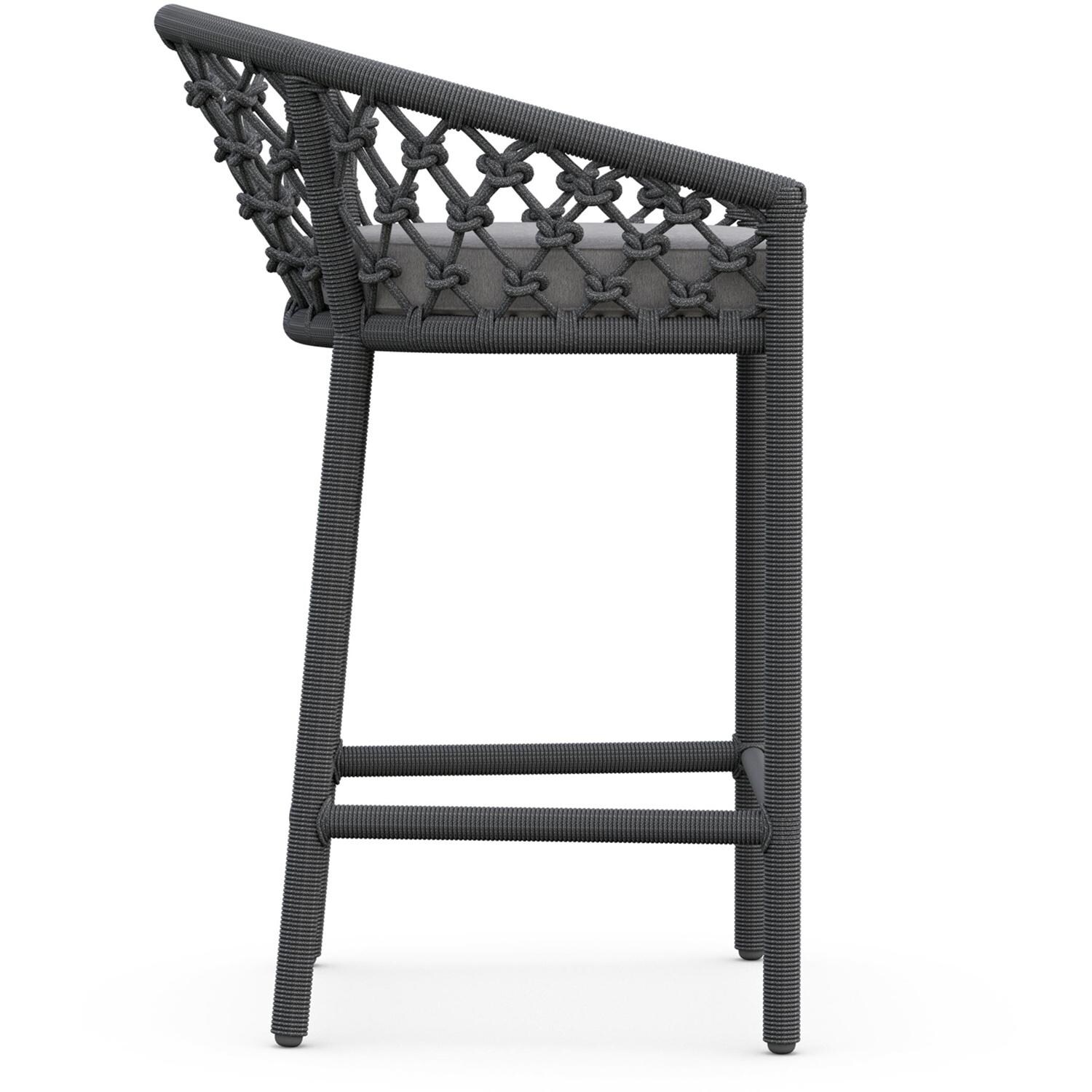 Azzurro Living Amelia Woven Rope Counter Stool in Ash/Fog - Side - White Background thumbnail