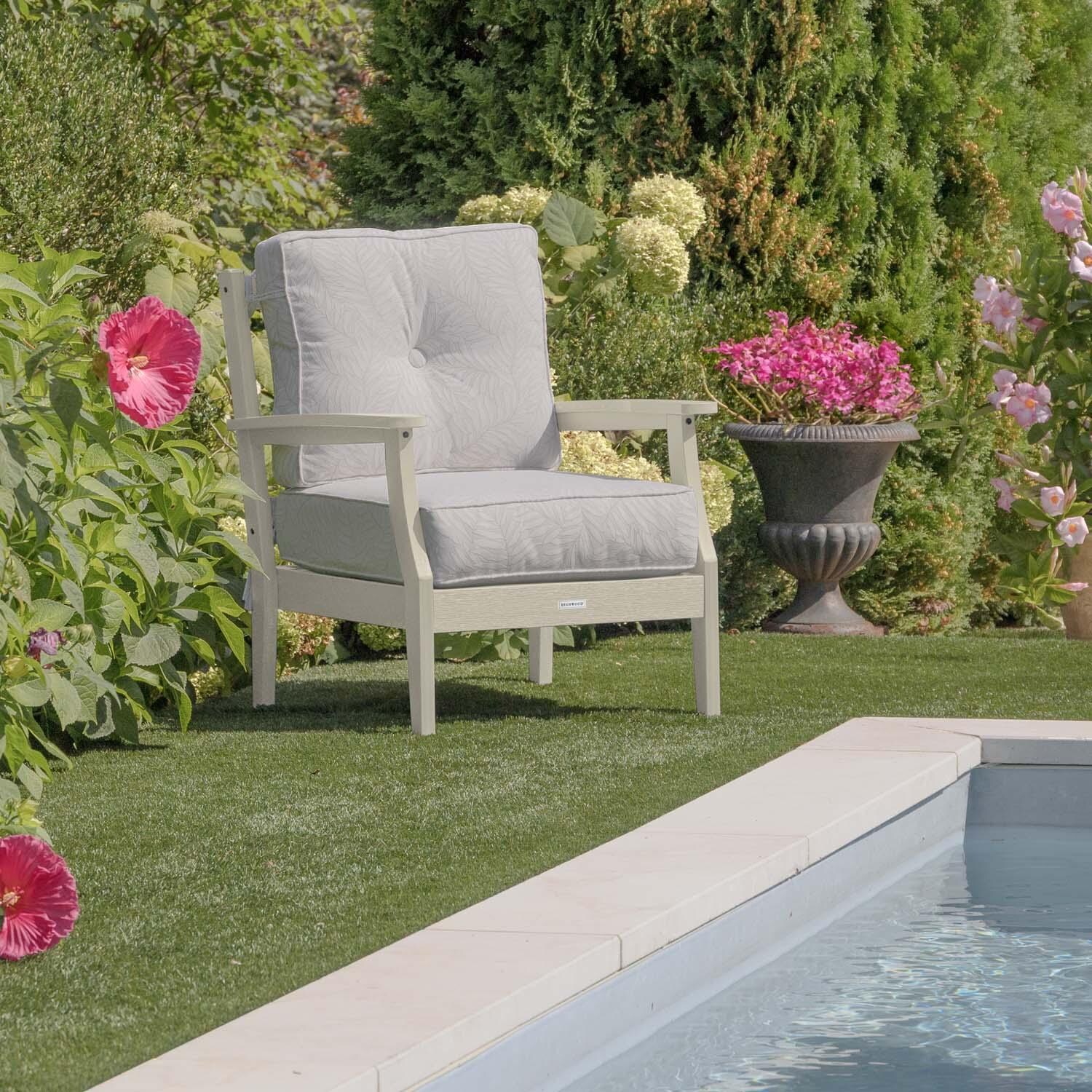 Blushing Bay Recycled Plastic Club Chair in Lively Parchment/Whitewash by Lakeview Outdoor Designs - In Garden - Lifestyle thumbnail