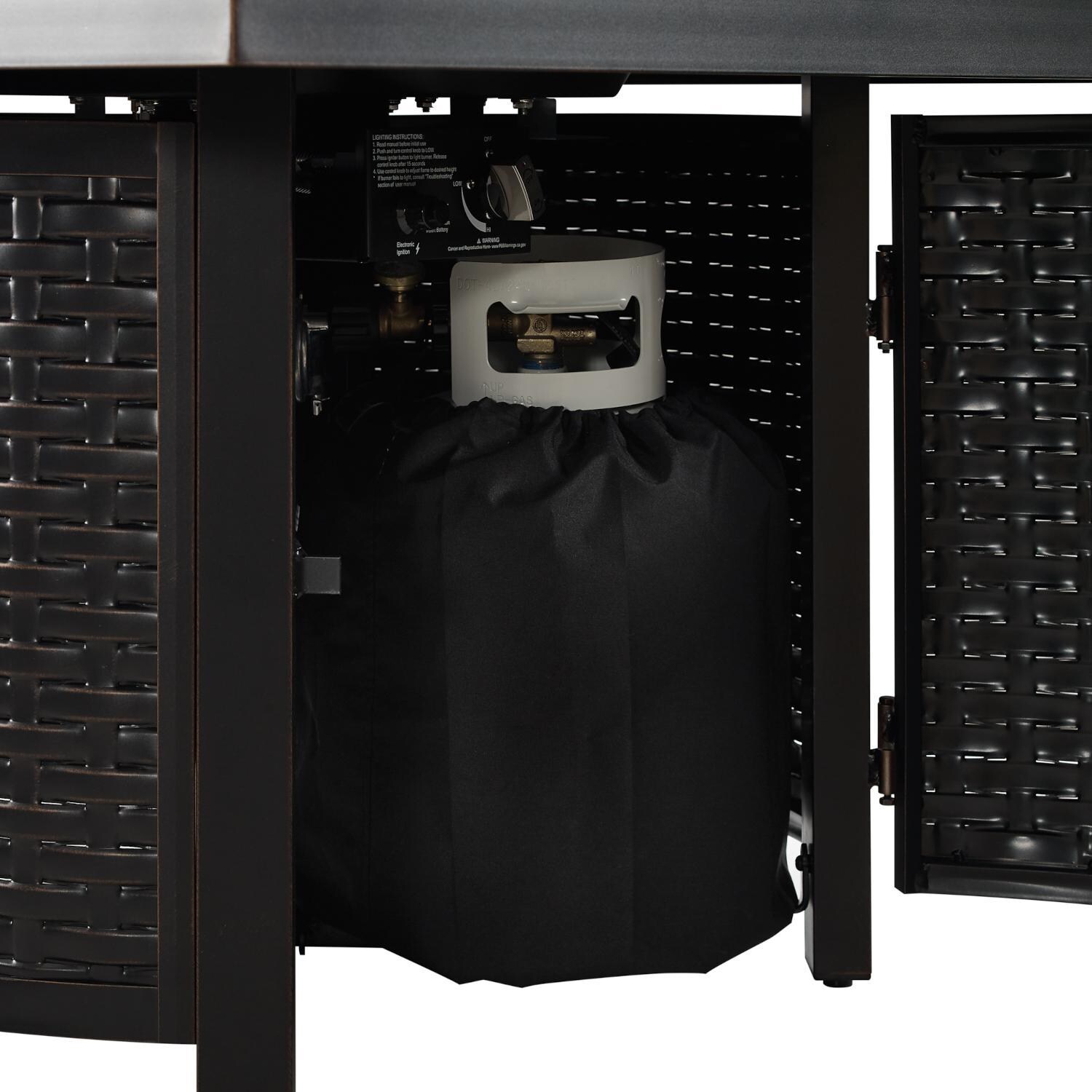 Ultimate Patio 63224 Welcome View 42-Inch Square Aluminum Propane Gas Fire Pit - Tank Storage thumbnail