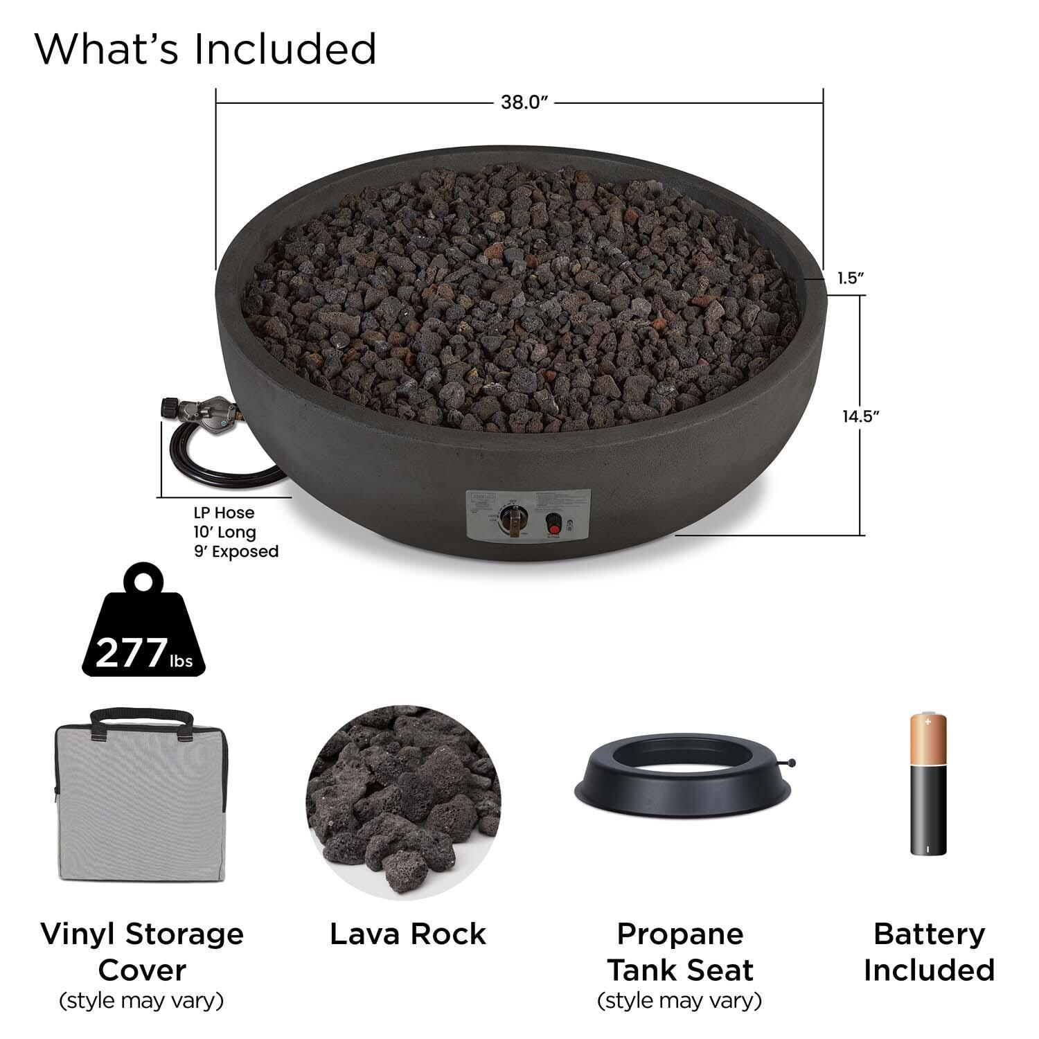 Grand Lake 38 Inch Round Concrete Propane Fire Bowl in Gray by BBQGuys Signature - Included thumbnail