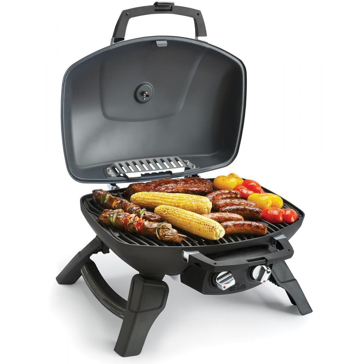 Napoleon TravelQ 285 Portable Propane Gas Grill With Griddle - Red - TQ285-RD-A - Grill With Food thumbnail