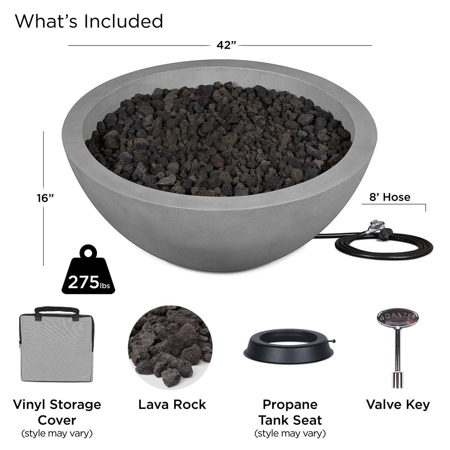 Dustyview 42-in Round Concrete Propane Fire Pit in Ash by BBQGuys Signature - Included - Detail thumbnail