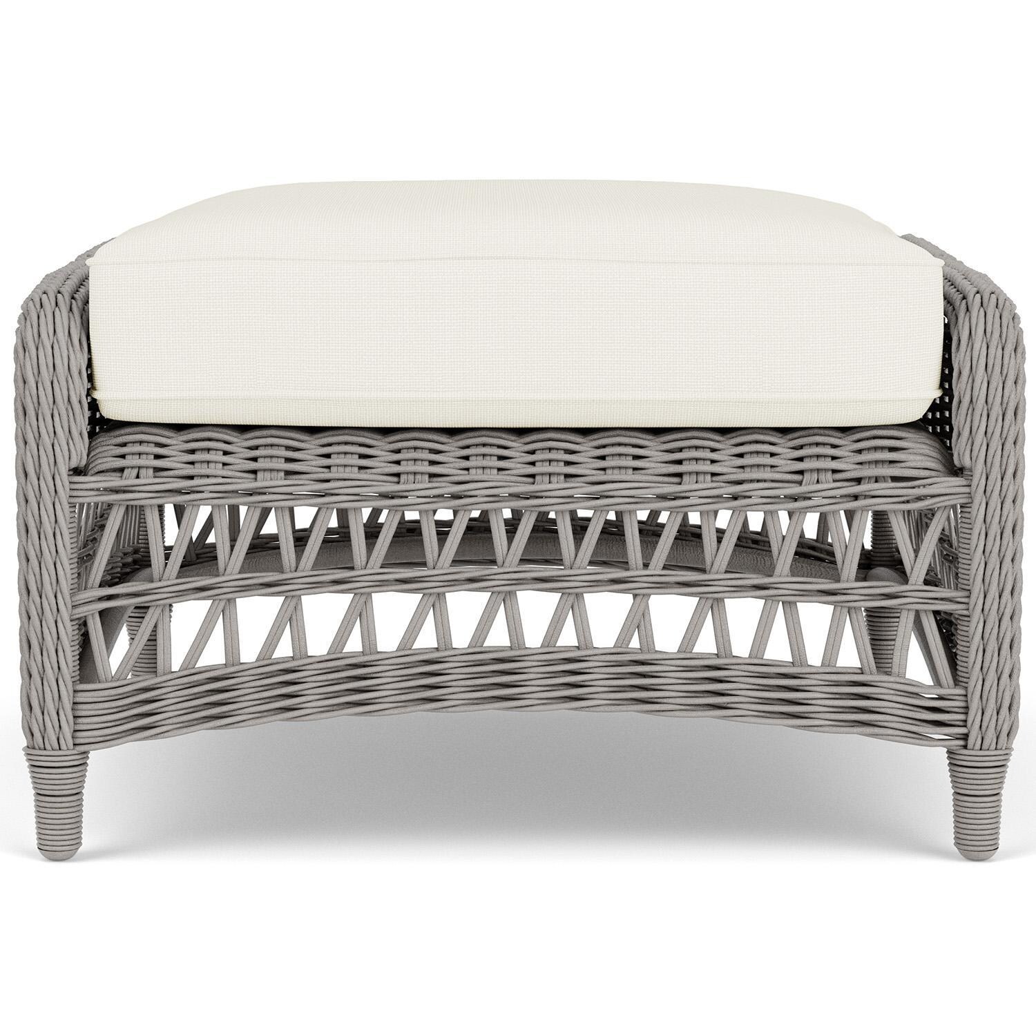 Mackinac Wicker Ottoman in Putty/Sailcloth Salt By Lloyd Flanders